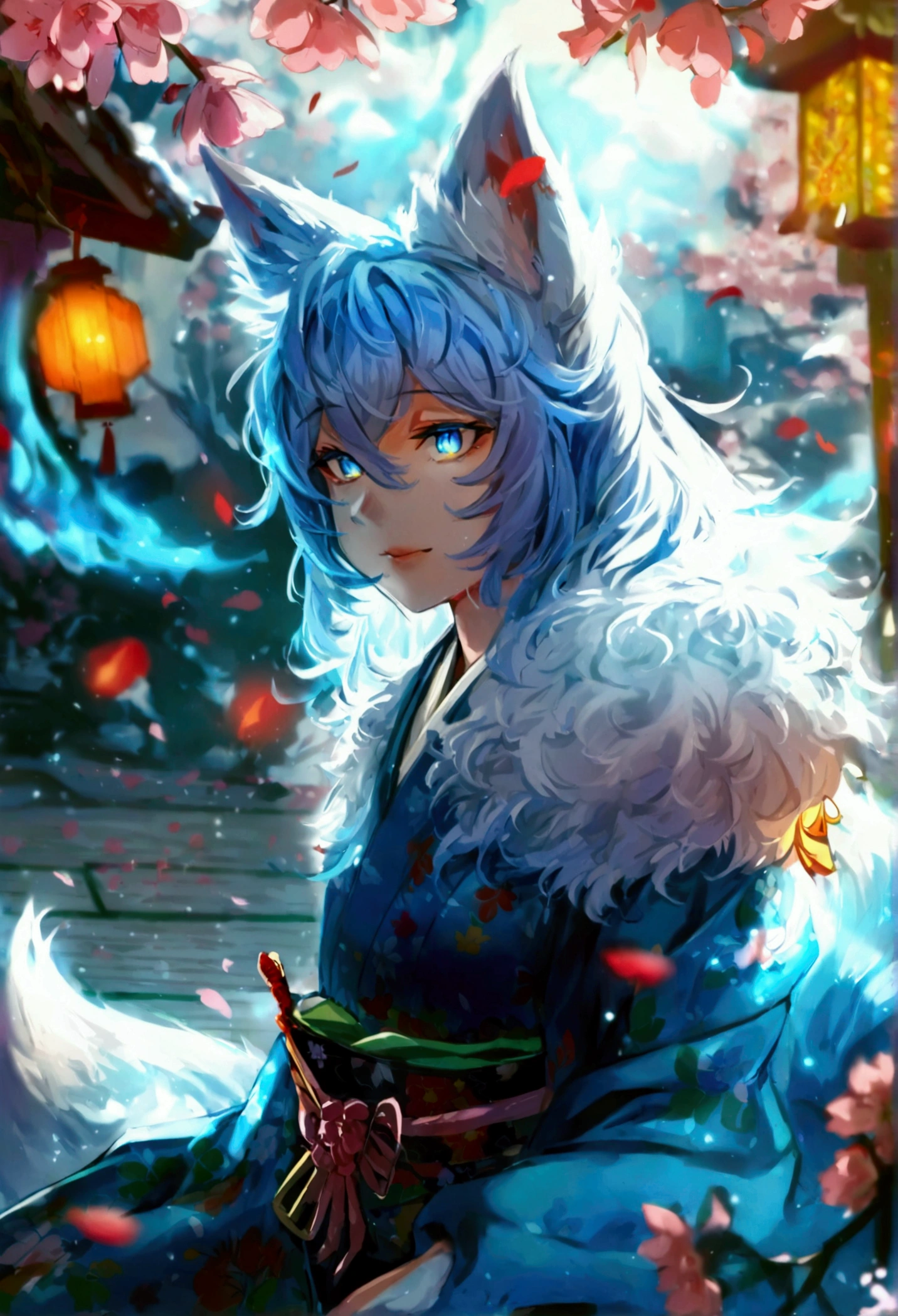 fox Light blue hair beast girl indigo fur fox beast girl fox Light blue hair beast girl indigo fur fox beast girl Wallpaper 4k,8k,highly detailled,,vivid colors,detailed kitsune with 9 tails,traditional Japanese artwork,tatami floor,beautiful cherry blossoms,floating lanterns,dark silhouette of a pagoda,subtle moonlight,dense forest,ethereal atmosphere,dappled sunlight,whimsical spirit,serene expression,elaborate kimono and obi,delicate hand-painted details,luminous eyes Anime Style fox blue White-faced golden-haired nine-tailed fox Coat blue boy fox Light blue hair beast girl indigo fur fox beast girl Anime Style fox blue White-faced golden-haired nine-tailed fox Coat blue mysterious background Blue Flame girl have a ball of light fox Light blue hair beast girl indigo fur fox beast girl mysterious background Blue Flame girl have a ball of light Anime Style fox blue White-faced golden-haired nine-tailed fox Coat blue mysterious background Blue Flame girl have a ball of lightfox Light blue hair beast girl indigo fur fox beast girl Anime Style fox blue White-faced golden-haired nine-tailed fox Coat blue mysterious background Blue Flame girl have a ball of light fox Light blue hair beast girl indigo fur fox beast girl