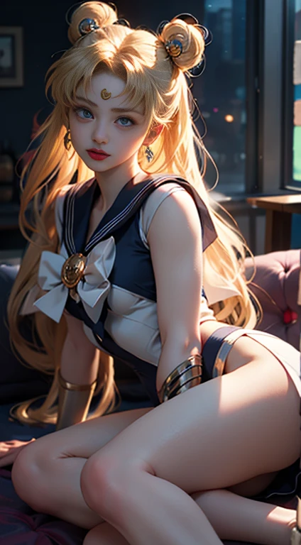 ((masterpiece)), (best quality), (Extremely detailed), ((Very detailed)), 4K, (8K), Sailor Moon, Long blond hair, Double tail, Sailor Moon Aesthetics, Dream Core,