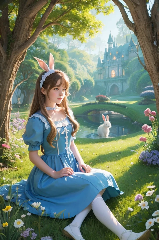 Ghibli-style illustrations、Alice in Wonderland、Fantasy、Rabbit、Trump