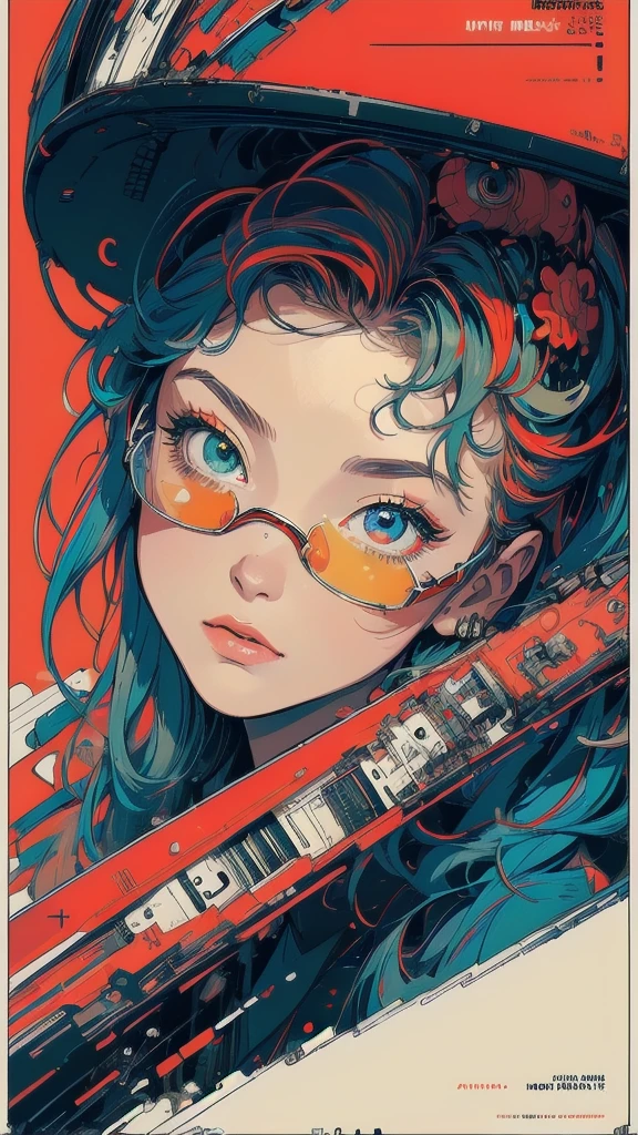 (((masterpiece, highest quality))),(((solo:1.2))),(((1girl:1.2))),32k wallpaper, very detailed, poster, vintage science fiction,(((((geometric cinematic movie poster))))), ((bauhaus)),(shape),(((abstract))),(mid century modern),movie poster,(((((portfolio))))),(((((Close-up))))),(((((bust up))))),((((more various angle)))),((((highlight)))),((((heterochromia)))),(((complete. detailed face))),((((Extremely talented)))),(((((most complecated futristic machine))))),(Colorful color scheme),(((detailed unlimited mechanic complete goggle))),(((Absolutely CrimsonRED background)))