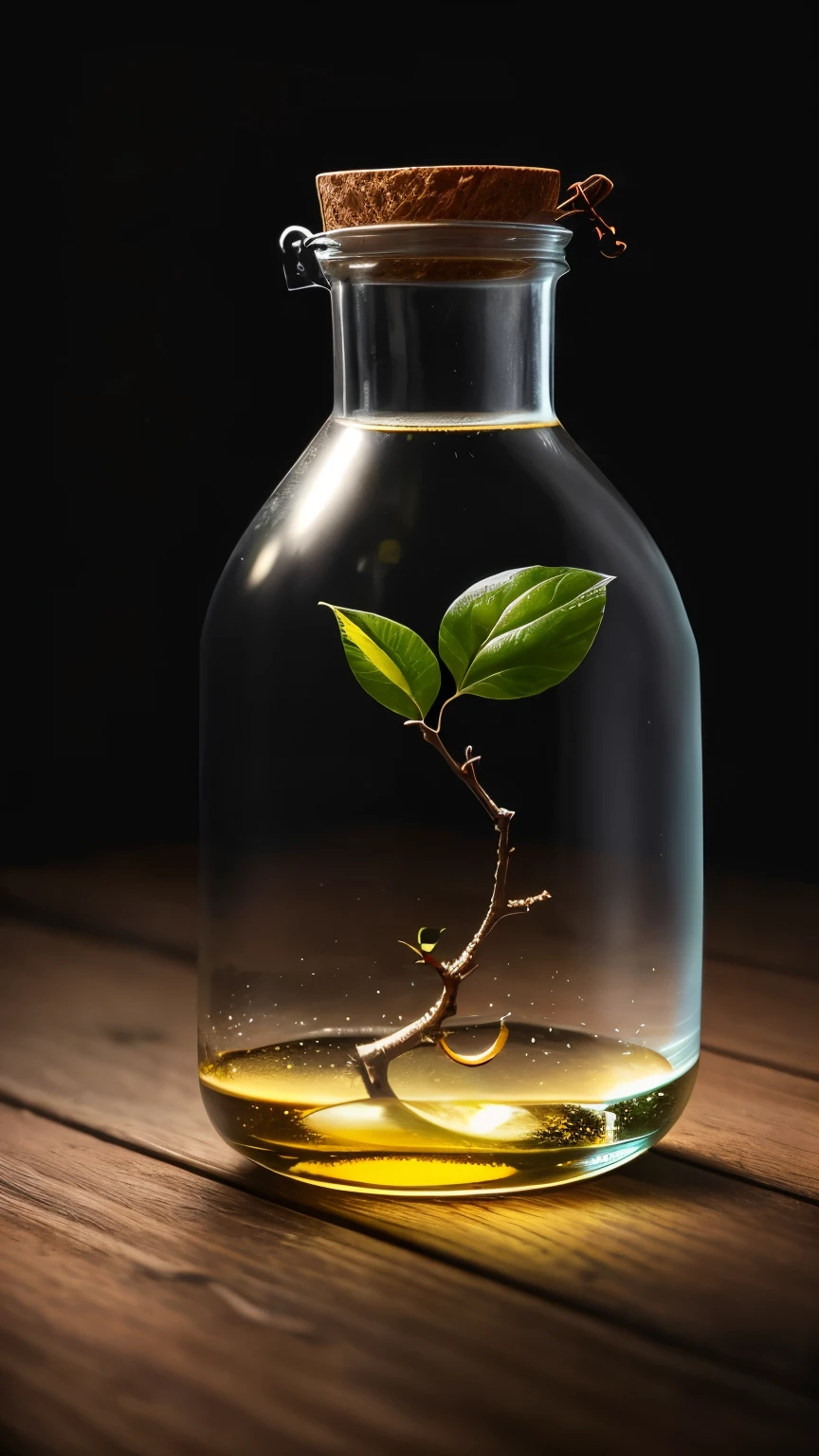Lemon tree in a jar、Growing from a bottle、fluffy、Real、Refraction of atmospheric light、Photo by Lee Jeffries、Nikon D850 Film Stock Photos 4 Kodak Portra 400 Camera F1.6 shots、Rich colors、超RealでRealな質感、Dramatic lighting、artstation cinestill 800 でトレンドのアンReal エンジン、Style-Glass