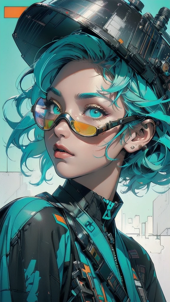 (((masterpiece, highest quality))),(((solo:1.2))),(((1girl:1.2))),32k wallpaper, very detailed, poster, vintage science fiction,(((((geometric cinematic movie poster))))), ((bauhaus)),(shape),(((abstract))),(mid century modern),movie poster,(((((portfolio))))),(((((Close-up))))),(((((bust up))))),((((more various angle)))),((((highlight)))),((((heterochromia)))),(((complete. detailed face))),((((Extremely talented)))),(((((most complecated futristic machine))))),(Colorful color scheme),(((detailed unlimited mechanic complete goggle))),(((Absolutely turquoise background))),(((Japanese sword)))