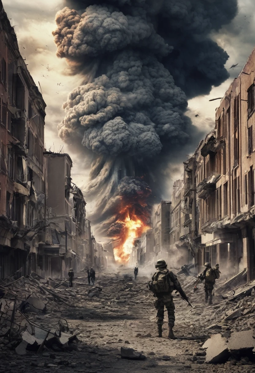 people, with and with expectations, scenario of destruction and crisis, war, apocalypse