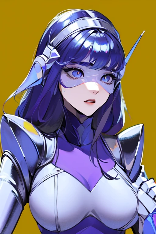 empty eyes,robotized woman ,big bust,Robot Joint ,Metal skin,long hair