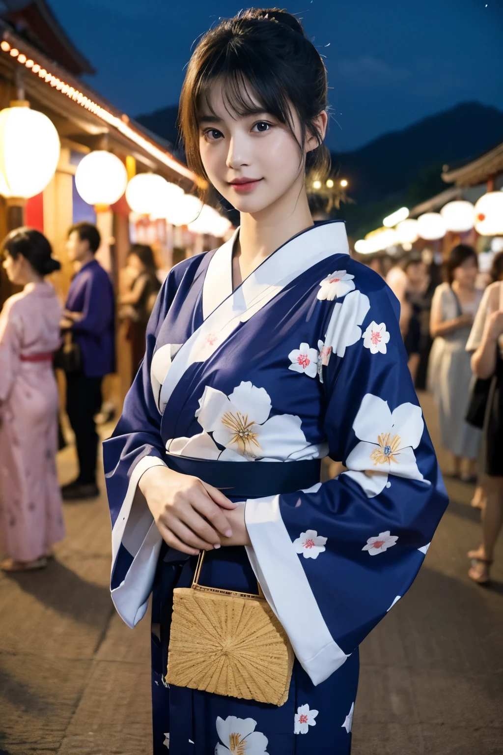 Beauty、yukata、stall、Summer festival、night、Masterpiece、Human-like skin,Realistic Face