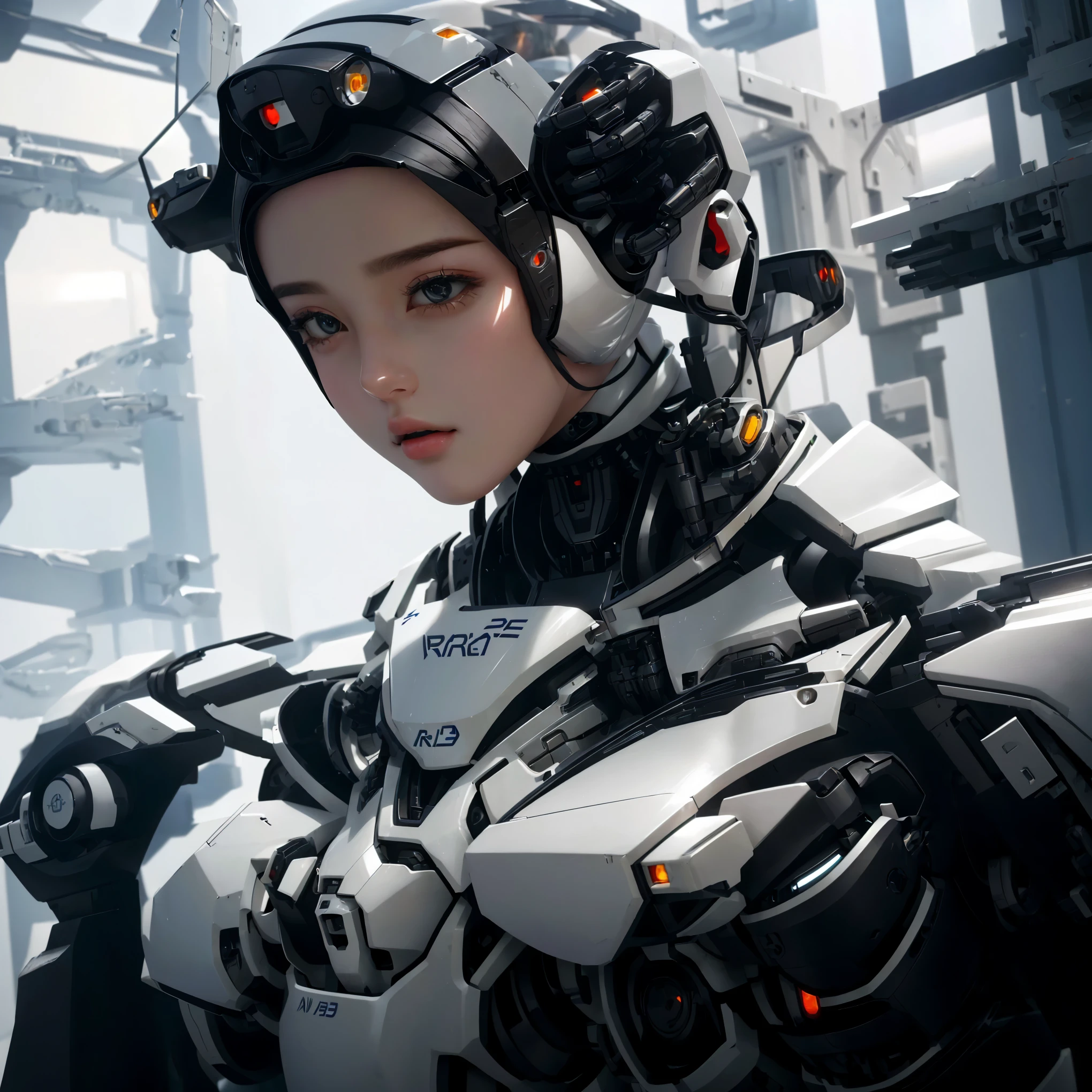 Wearing a futuristic suit、胸前印有科幻图案的阿拉伯woman, Robot Girl, cute Robot Girl, Robot Girl, 美少Female robot, Perfect robot woman, Beautiful white girl robot, Female robot, beautiful Robot Girl, woman, Wojtek Fuss, Perfect girl, Women in Science Fiction，面部front，front，Facing the camera