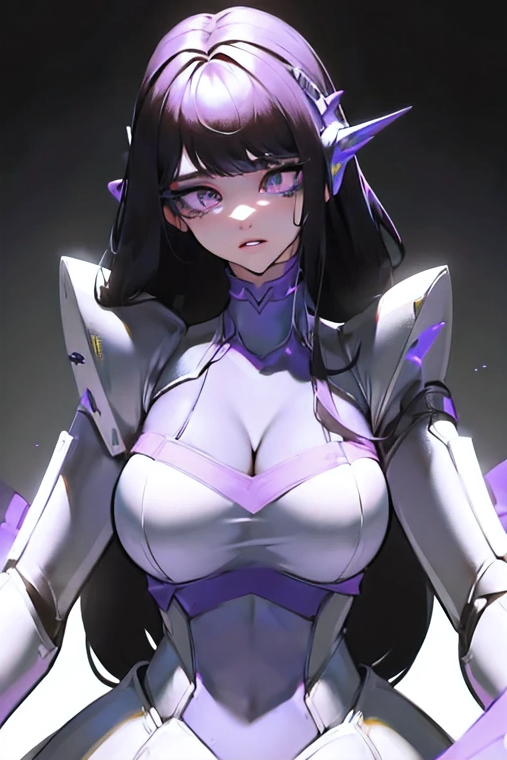 empty eyes,robotized woman ,big bust,Robot Joint ,Metal skin,long hair