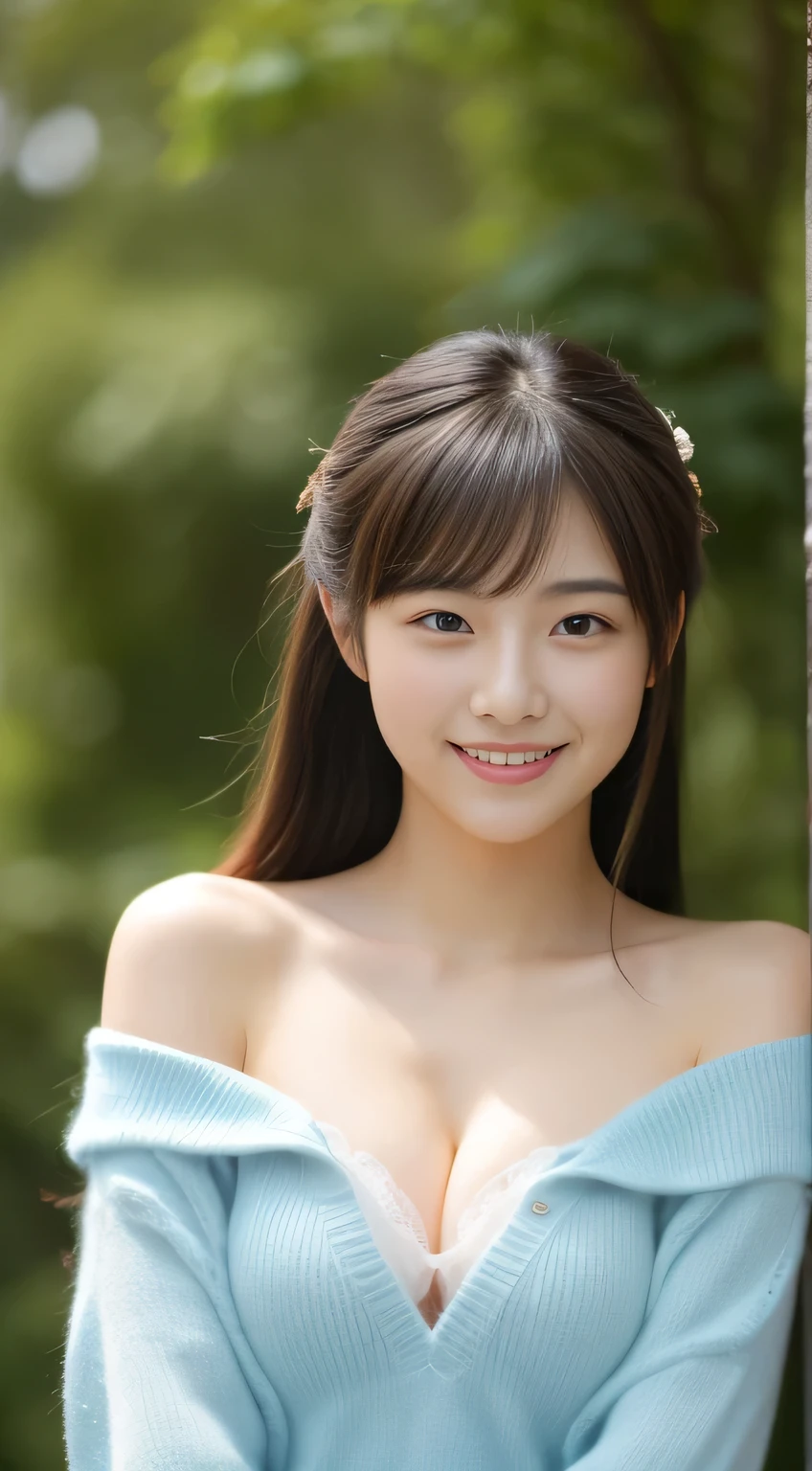 masterpiece,best quality,(Japanese girl),((Beautiful girl)),cleavage,(off shoulder:1.2),(perfect body beauty:1.2),(shy smile),From slightly above