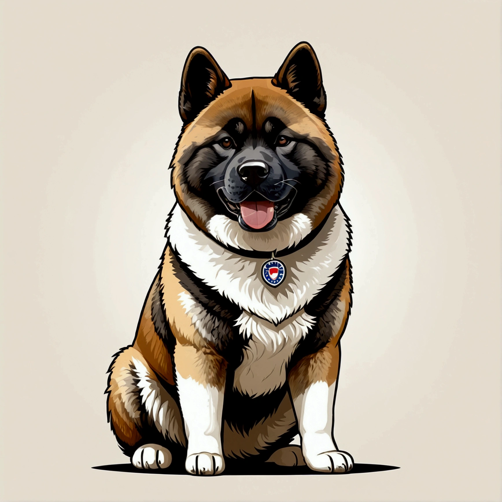 American Akita – a beauty with plush fur and a characteristic dark mask. The breed combines courage, friendliness,  funky, retro, multicoloured,  vintage logo, American Akita dog,athletic sports logo,energetic dynamic pose vintage logo, American Akita dog,athletic logo,energetic dynamic pose, American Akita – a beauty with plush fur and a characteristic dark mask.