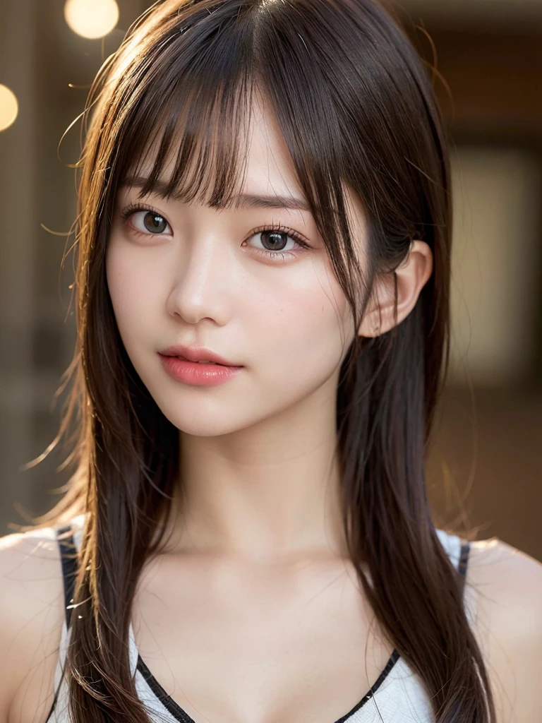 (masterpiece:1.3), (8k, Realistic, RAW Photos, Best image quality: 1.4), 20-year-old girl、(Random Hairstyles:1.2)、Highly detailed face、Attention to detail、double eyelid、Sharp focus:1.2、Beautiful woman:1.4、Light brown hair、Highest quality、masterpiece、Ultra-high resolution、(Realistic:1.4)、Highly detailed and professional lighting、Brown Knight、thin、smile、Long black hair、Deadly position、Beautiful Skin、Random Pause、Shiny Hair、Sculpture model pose、