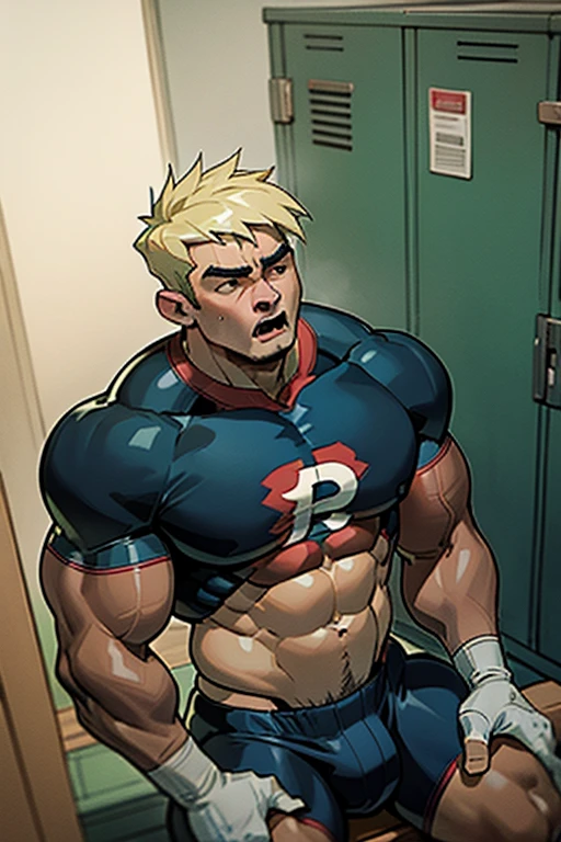 Danny Fenton and Tucker Foaley in a locker room sitting on a wooden bench and listening to hypnotic MP.3 players playing subliminals through earbuds in their ears and turning them into stereotypical football jocks just like Dash Baxter. Black hair turning blonde. hyper muscles. Big biceps. Big triceps. Big traps. big lats. big deltoids. Big meaty pecs. Swollen crotch bulge. Tenting crotch. Open mouth. Blank stare. IQ drain. Dumber and dumber. big dumb jock. Jock assimilation. Hypnosis. Hypnotic trance. Brainwashing. Brainwashed. Hypnotized. Entranced. Jock assimilation. Jock conversion. Meathead. Musclehead. Brute. Bro. "I hear ... I obey.... I am where I belong.... I am in a locker room.... Jocks belong in a locker room... Yes, ... I ... am a jock.... Just a dumb ... muscular jock.... Bigger and bigger.... Dumber and dumber.... Jocks don't think.... Jocks follow the play.... Jocks obey.... I obey... I am a jock.... I obey... I am a jock.... I obey.... Just ... a dumb ... jock ... like Dash...." Football uniform. Jockstrap.