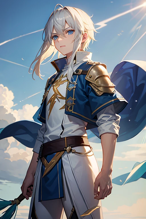 Lightning-element male warrior。Plains。