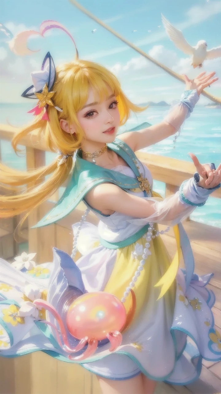 (8k, RAW photo, photorealistic:1.25) ,( lipgloss, eyelashes, gloss-face, glossy skin, best quality, ultra highres, depth of field, chromatic aberration, caustics, Broad lighting, natural shading,Kpop idol) looking at viewer with a serene and goddess-like happiness,