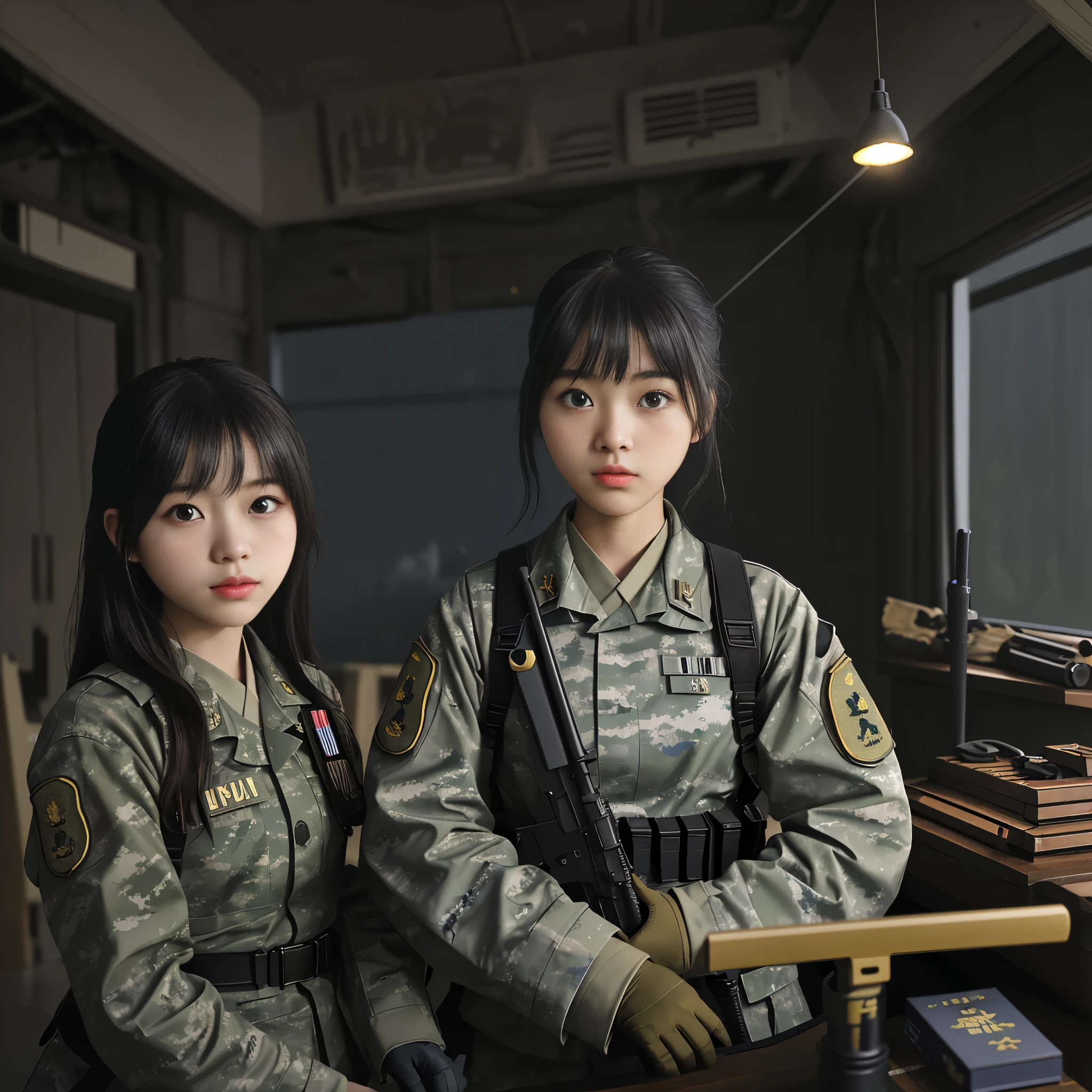 battlefieldで戦う日本の高校のセーラー服の美しい日本の16歳の女の子、Light Muscle、World war、現代warのテーマ、Army Girl、rifle、(rifleの保持: 1.3)、(rifleの照準と保持: 1.3)、Soldier Girl, Infantry Girl, Gunfight, air raid, Airstrike, army, Camouflage, burning vehicle, war地帯, battlefield, war, What&#39;s left behind, explosion, Burning City, cigarette, (Helmet), Ripped tank top, belly button, gloves, Torn army trousers、Face stained with mud and blood、Sweaty skin、bloody skin、Muddy skin、small、Cleavage、Sad look of despair、Painful expression、Highest quality、Ultra-high resolution、Confused、Genuine、Physically Based Rendering、Cinema Lighting、Complex, Cinematic look、Cinematic soft light、Calm Tones、battlefieldの背景、都市warの背景、Realistic、Cowboy Shot、Dynamic Angle