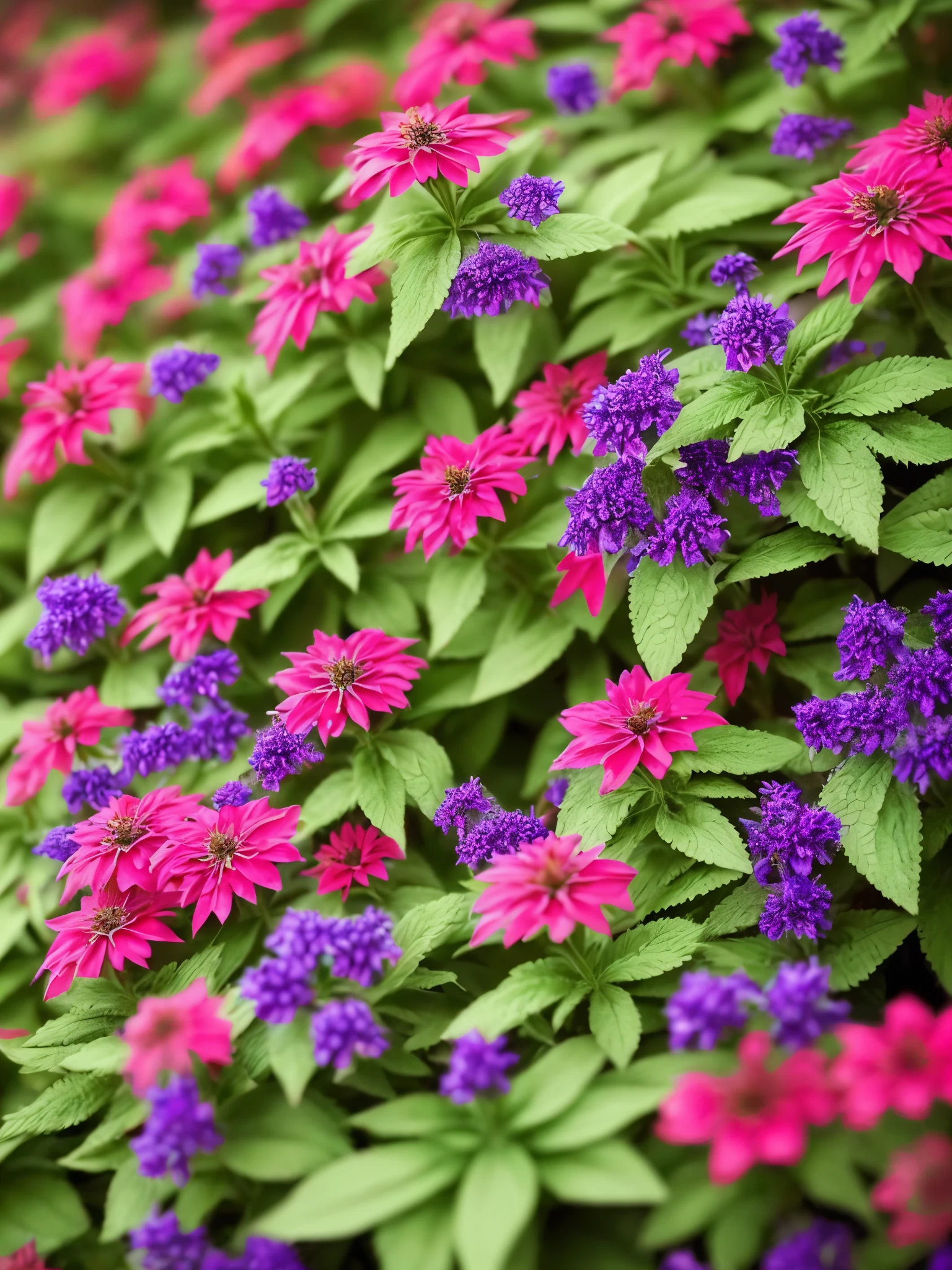 a close up of a planter with red flowers in a garden, lobelia, red and magenta flowers, ❤🔥🍄🌪, ( visually stunning, salvia, very stylized, purple and red flowers, very colourful, purple and scarlet colours, beautiful composition, beutiful!, by Albert Bertelsen, highly colorful, nice deep colours, red flowers