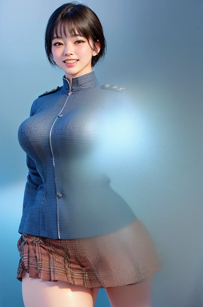 (One Woman),(Japanese),(Woman in uniform:1.5),(mini skirt:1.5),(((Skirt Lift:1.5))),(stand with feet apart:1.2),((Lower body naked、No underwear、Pussy in full view)),(short hair),(front:1.5),(From below:1.2),(Beautiful Eyes),(Beautiful Face),((Wicked Smile:1.5)),(Very detailedな顔:1.5),((Very detailedな手の描画:1.5)),(blush:1.5),((Thick thighs:1.5)),(Beautiful body:1.5),(Sweaty body:1.1),(Thick:1.5),(Clear blue sky in the background:1.5),(((Blur the background:1.5))),(Gentle light:1.5),(Written boundary depth:1.5),break(((masterpiece:1.5),(Highest quality:1.5),(Very detailed:1.5),(High resolution:1.5),(Realistic:1.5),(Realistic:1.5))),8k