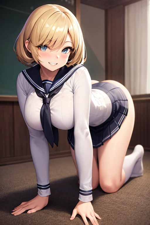 premium、realist、high school girl、foreign、big and full 、a sailor suit、Fitted uniforms、Transparent clothing、skirts too short、pantiese、big eye、long eyelashes、long upper eyelashes、a blonde、cute little、beauty、a sexy one、Dark ssroom、Full body esbian、submissive look、submissive smile、blushing cheeks、Kamimei、big buttocks、Thin waiour butt out on all fours