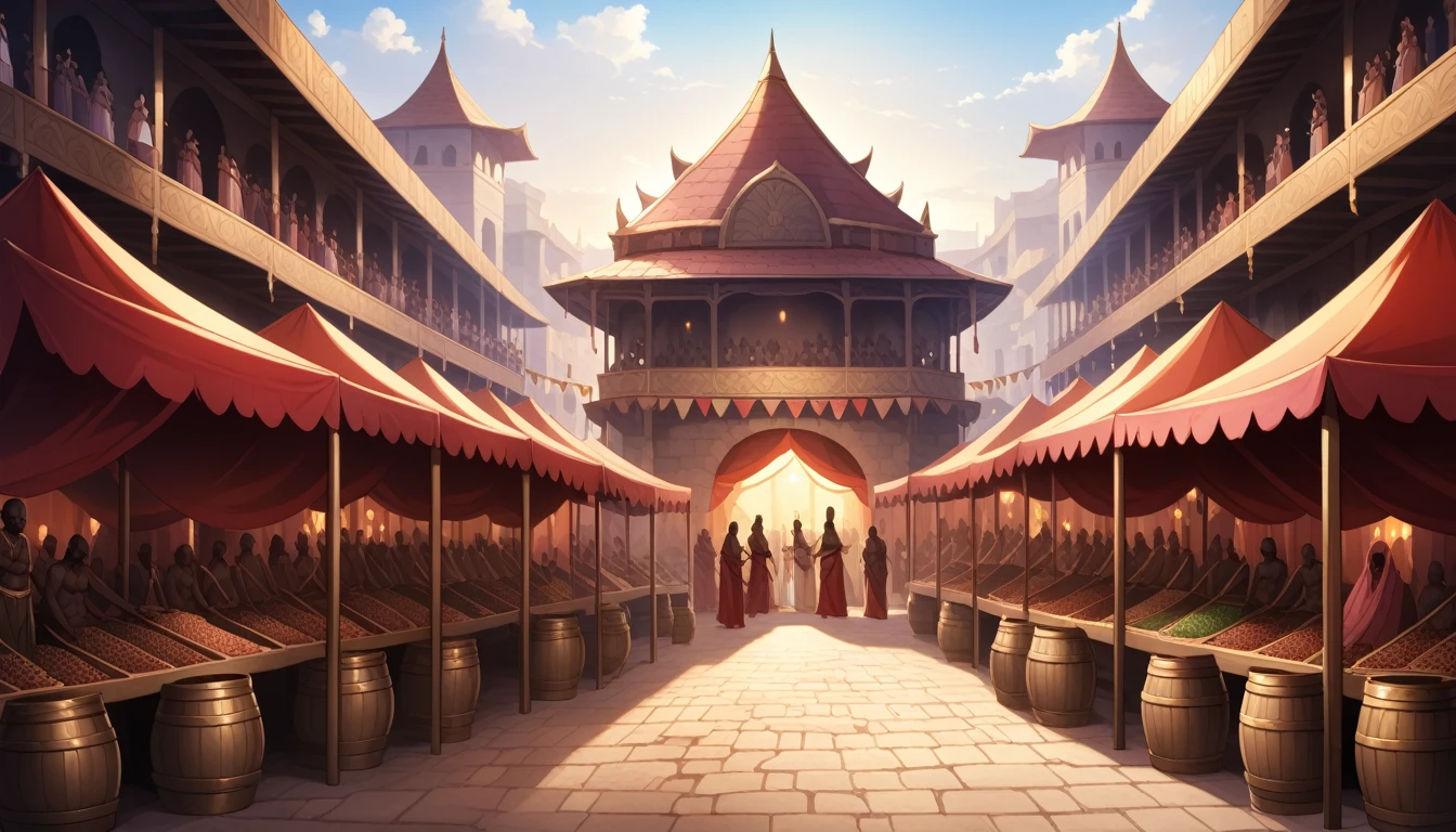(fantasy slave market background),