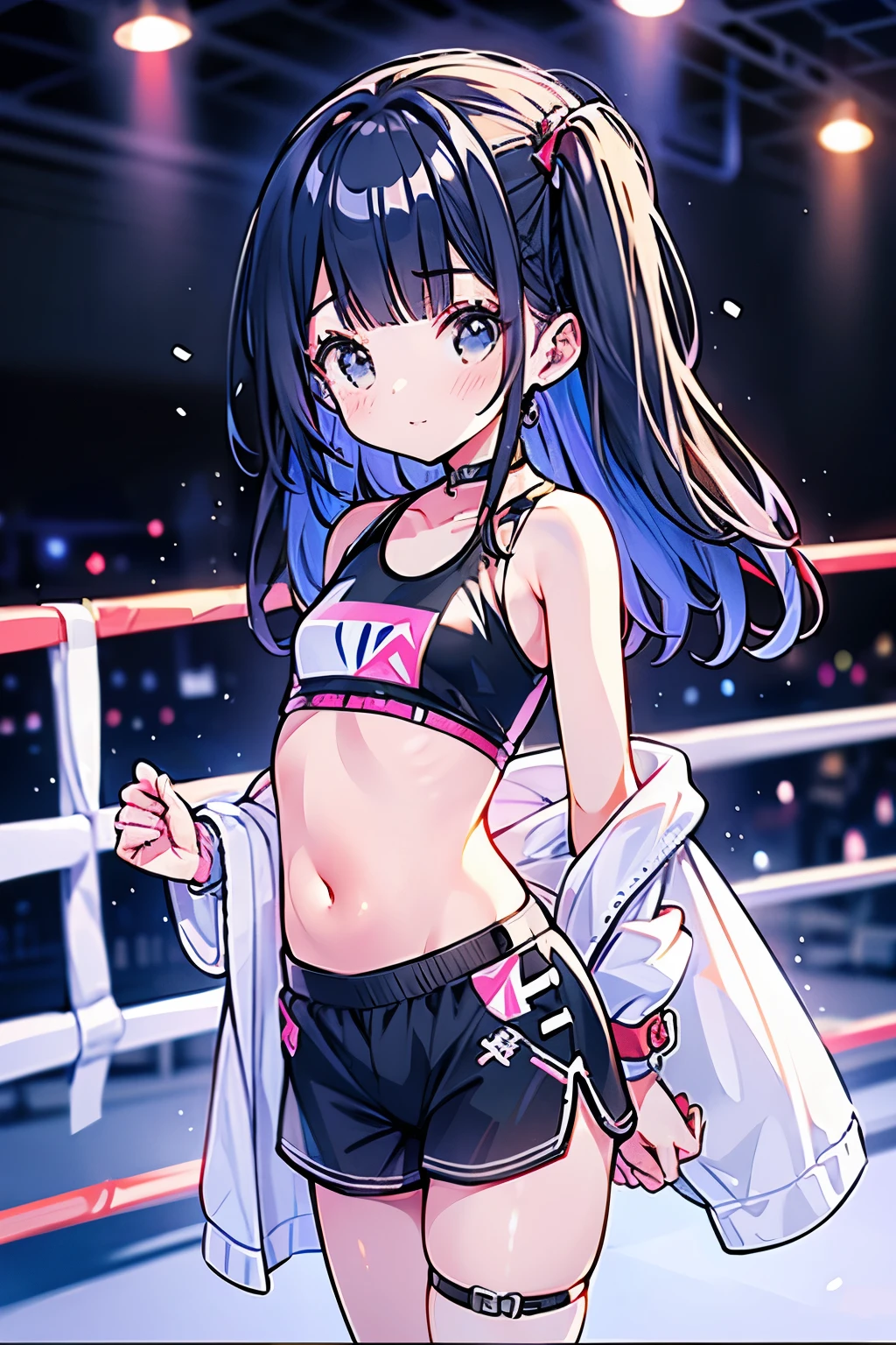 boxing、age Girls、Young、(child:1.1)、belly button、cute、Shorts