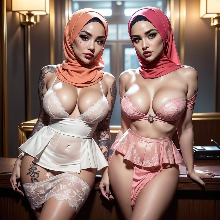 (on a Nightclub), (prostitute in the golden tent)). ((The tent dome-shaped)). (((Rent in the Luxury Nightclub, masterpiece))), (((A group of gorgeous models HIJAB Malay star))), A group of gorgeous models HIJAB Malay prostitute:1.3,HIJAB 3 malay girls:1.3, HIJAB Malay star beauties as Prostitute,  shy, medium portrait shot , watery  eyes , pink glowing particle, (((Setting: beautiful nightclub at background))), proportional body, (((full naked  unclothed:1.3))) (full body shot:1.3), (a group prostitute girls:1.3), (a group Malay girls:1.3), (a group Malay beauties  Prostitute:1.3), (slim slender fit-muscled body:1.3), (big smile), (shot sleeve) , ((big breast, Gigantic Breast:1.45)), (slim slender fit-muscled body:1.3), ((hairy pubic area:1.4)), ((hairy armpit)), ((looking at viewer)), ((Beautiful hair style, beautiful hair Virginia )) Malay beautietremely beautiful face, sexy lips, beautiful red lips, Clear eyes, beautiful eyeig green eyes), pretty girl, face forward, intricate detail face, ((ultra detailed skin)) (skin texture, film grain), Detailed beautiful face, natural tpose, natural facial expression, (((Straight breasts))), Surreal full-body figure, Beautiful and delicate body and face, gorgeous figure, ssmile, Titillating，Surreal full-body figure，Beautiful and detailed body and face, Super vista, White skin of the, vivd colour,🔥8k, masterpiece, RAW photo, best quality, (18k detail:1.2), photorealistic, extremely detailed CG unity 8k wallpaper, Depth of field, Cinematic Light, Lens Flare, Ray tracing, in the dark, deep shadow, earrings, bracelets, necklace, clear eyes, makeup, rich colors, gold  silver, earrings, necklace, bracelets, (((Collar: {Shackles, BDSM, Slave, Rubber, NSFW}))) ((Best Quality, 8K, Masterpiece: 1.3)), valuables, cow girl position, 8k, 16k, cheerfully and happy, clear sky, analog style, cinematic light, sidelighting, ultra high resolution, (((a group of girls wearing MODERN HIJAB STYLE))) a group MILF prostitute,