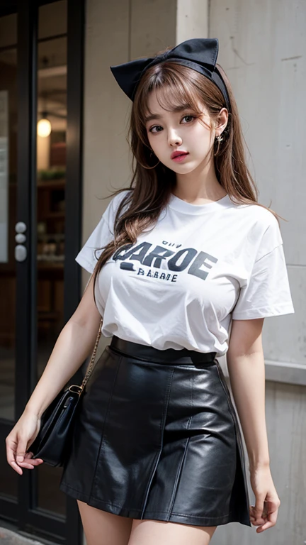 solo , 1girl , American girl , shirt hiphop styes , big breast , skirt hiphop styes