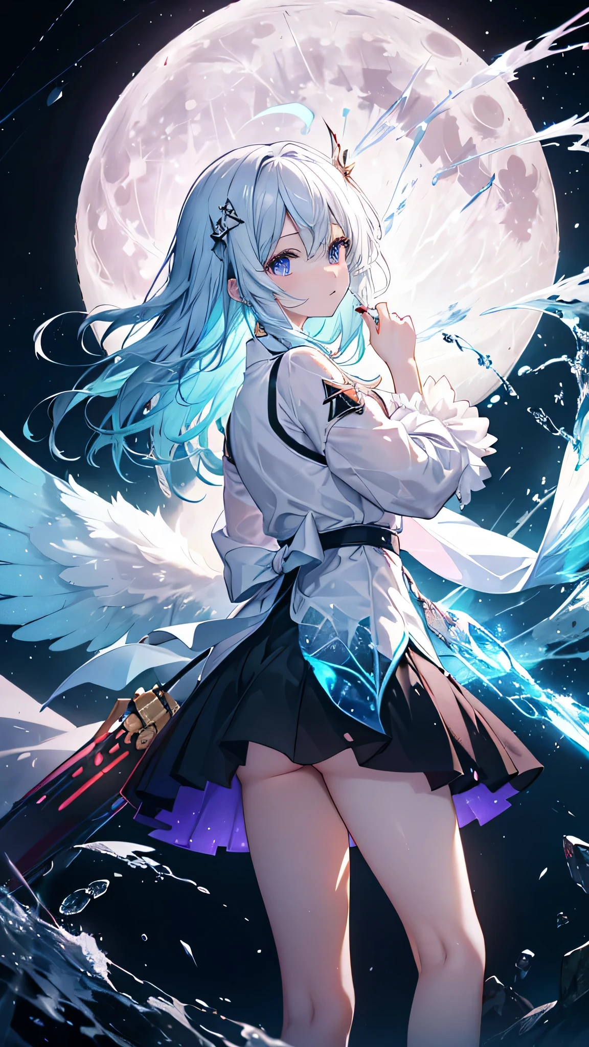 (Highest quality),(masterpiece),(Ultra-precision),,(Lens flare:1.0),(Movie Posters:1.0),(Tarot card of frame:1.0),(Close-up:1.0),(Negative Space:1.6); (Floating colorful {wind|waterofmagic|ink|crystallization|ice|fire|inflammation|lightning|Spider's Web|rock|sand|particle|shine|Blood}:1.0),(Many of colorful {Soap bubble|cloud|thorn|Sharp protrusions|Vine|flow|Spiral|Halation|wing|Tattoo|CUBE|octahedron}:1.0),(Floating {red|green|green|aqua|purple|yellow|black|white|grey|pink|orange|lime} of {ribbon|wing|particle|Blade|water drops|雪ofcrystallization|Soft sphere}:1.0),({crystallization|ice|fire|inflammation|wind|water|land|stone|universe|music|sound wave|vortex} of {magic|wing}:1.0), ({Ray Tracing,shine|Sunlight filtering through the trees,light,Caustics|night,blackof theme|mysterious,Creepy|easygoing,pastel colour}:1.2), ({colorful|Rainbow colors|multicoloured}:1.0),(Beautiful and detailed shine:1.0)(The towering pillar in the center)((Big full moon in the background:1.5))