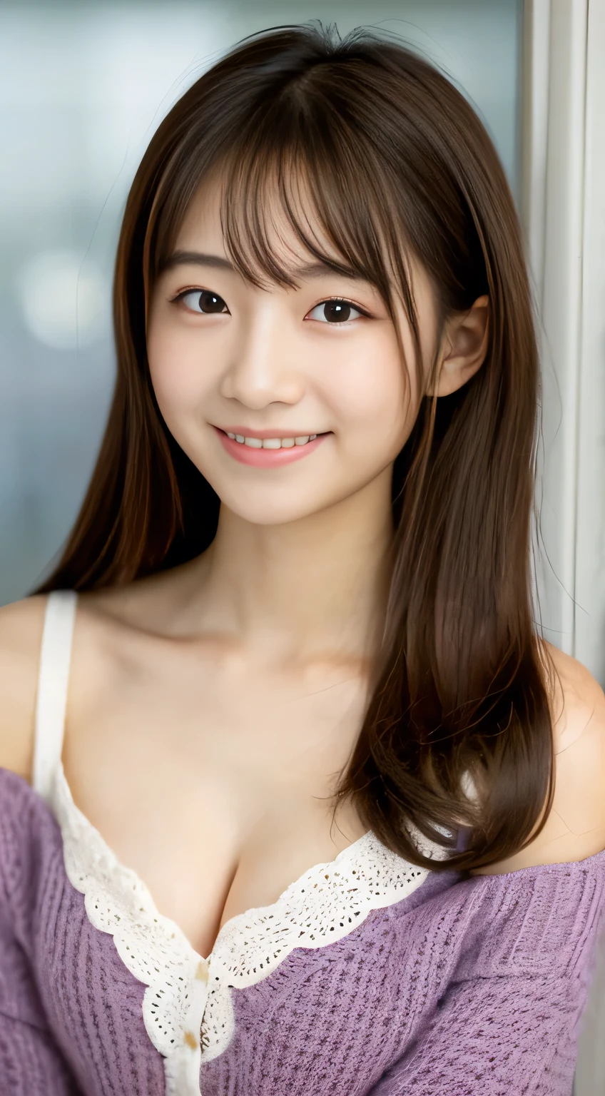 masterpiece,best quality,(Japanese girl),((Beautiful girl)),cleavage,(off shoulder:1.2),(perfect body beauty:1.2),(shy smile),From slightly above
