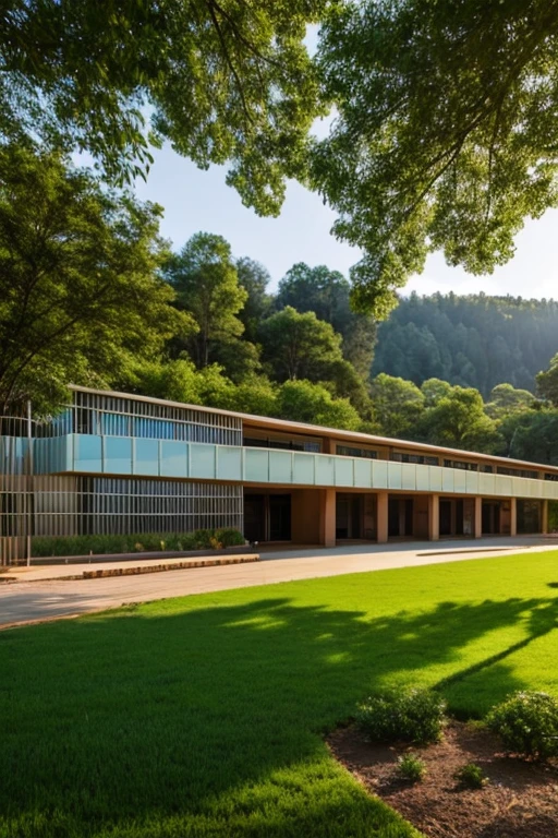 Giant school with lots of nature and modern