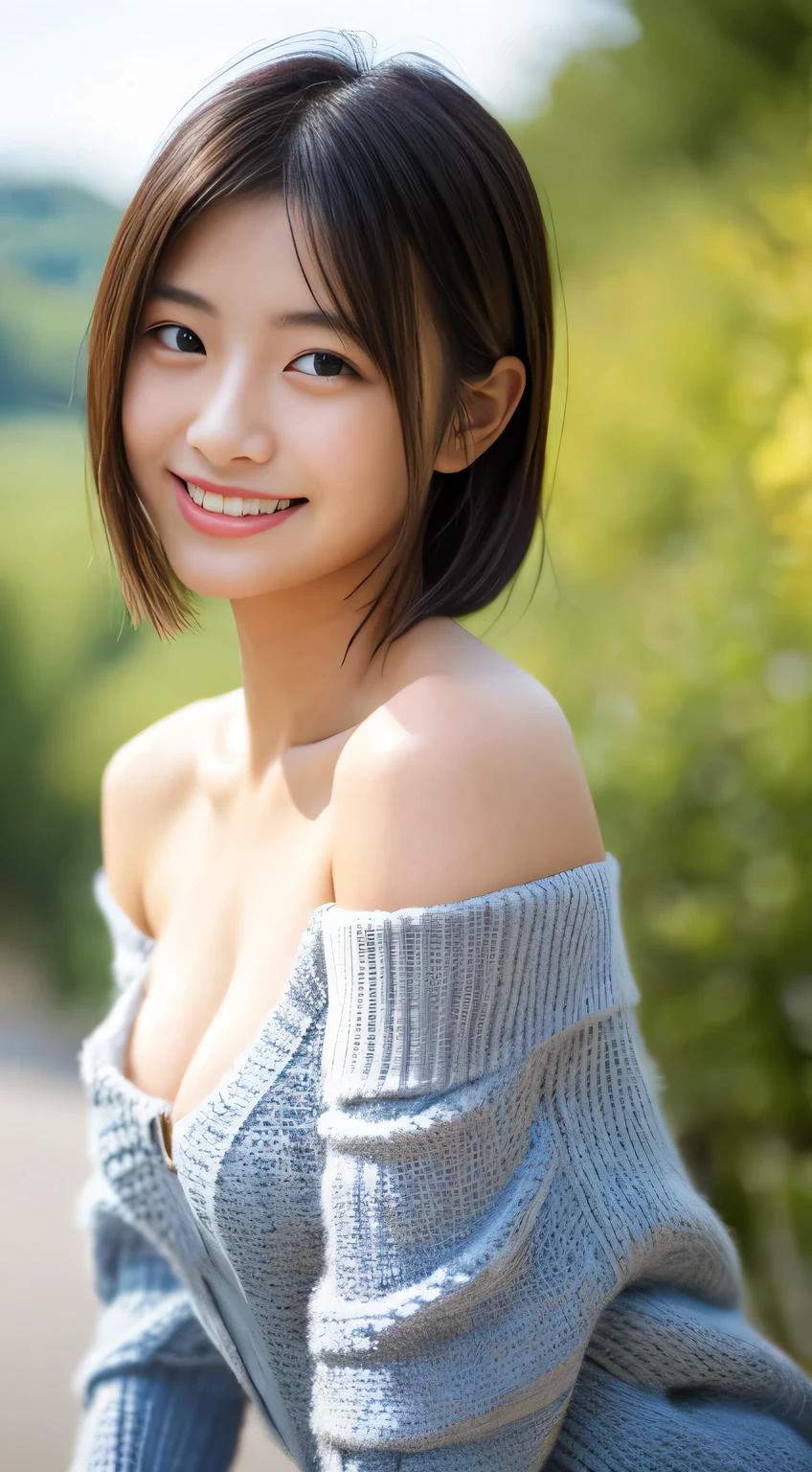 masterpiece,best quality,(Japanese girl),((Beautiful girl)),cleavage,(off shoulder:1.2),(perfect body beauty:1.2),(shy smile),From slightly above