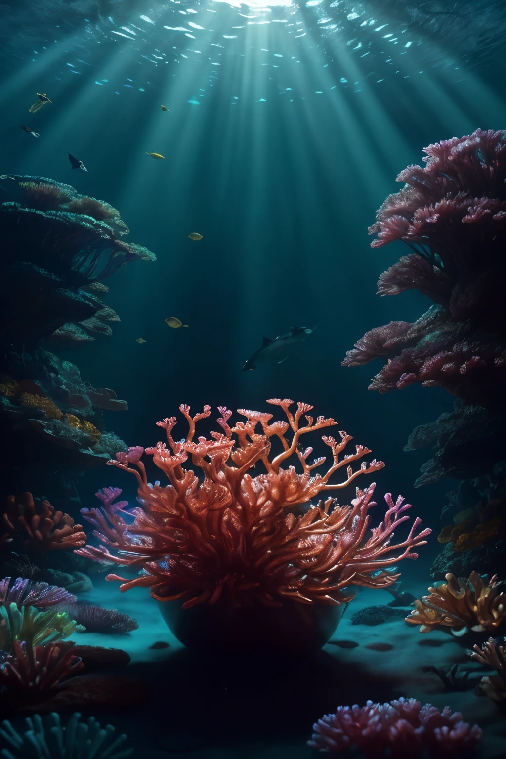 In this captivating close-up shot, a group of delightful black babies are depicted in radiant neon-lit clothing, perched atop a float of colossal, glowing jellyfish. The scene is set against the backdrop of a mesmerizing neon-lit coral reef, filled with vibrant colors and rippling waters. Light penetrates the scene, casting a stunning glow that illuminates the image, creating a cinematic experience of breathtaking beauty. This ultra-HD, hyper-realistic image, rendered in 32k, is a truly remarkable masterpiece, trending on ArtStation. Utilizing Octane 3D rendering and Unreal Engine,