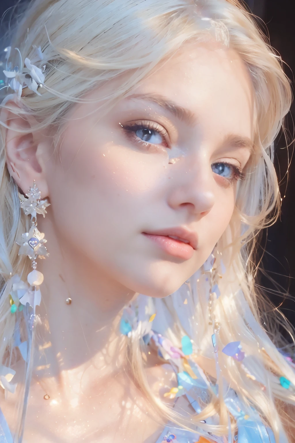 Beautiful girl with blonde hair and red eyes