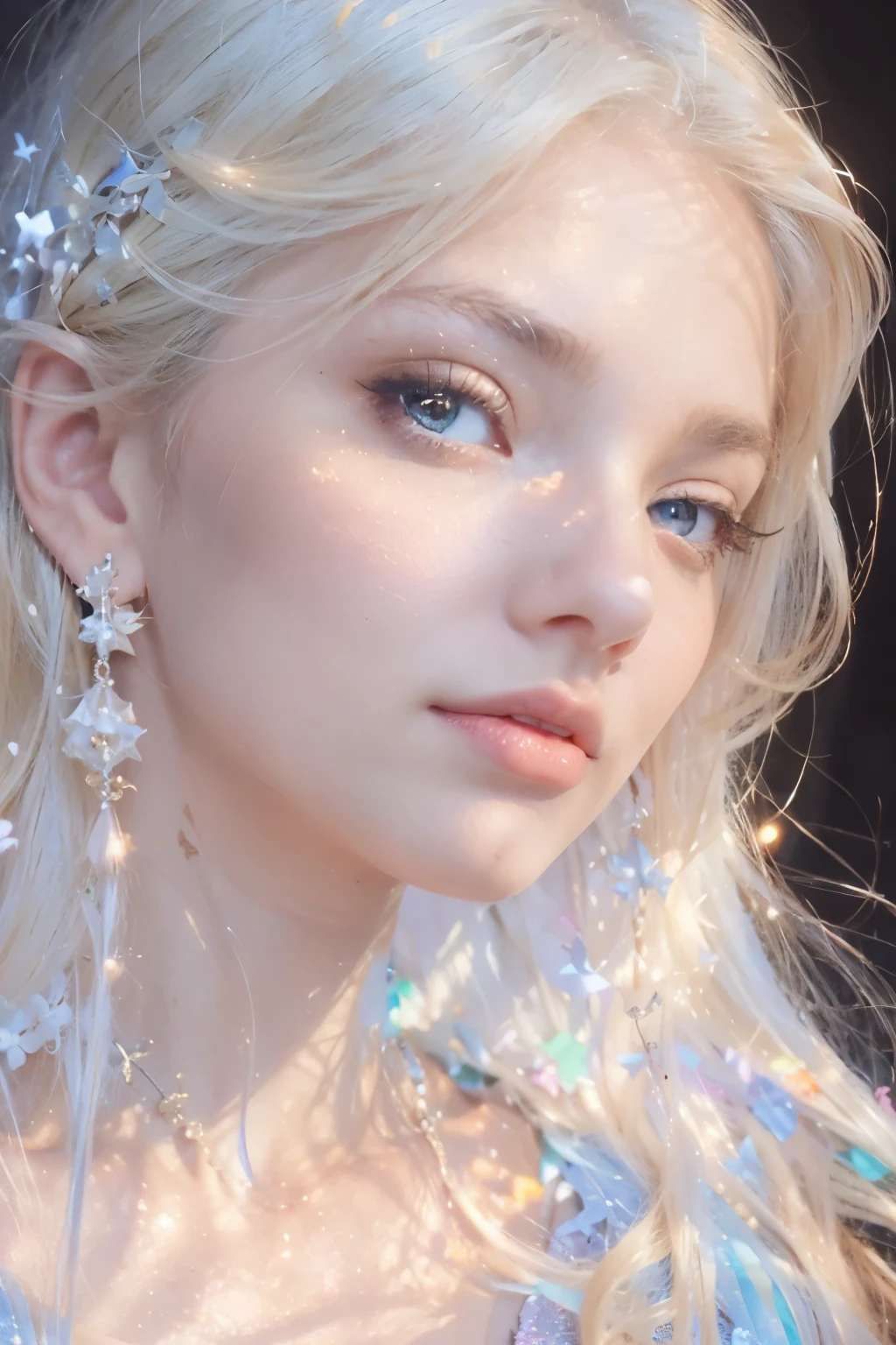 Beautiful girl with blonde hair and red eyes
