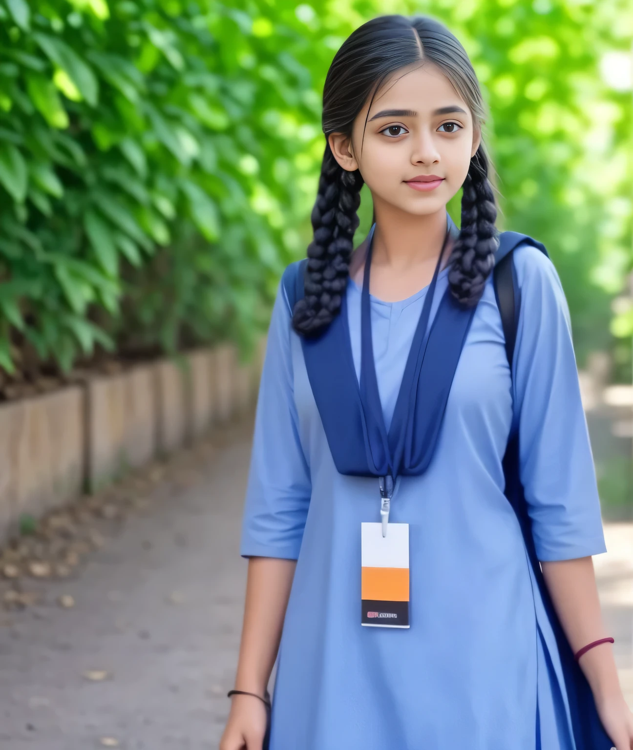 Raw photo , 1 girl ,Wearing salwar kameez uniform, girl, with plait , professional photographer, (hdr:1.4), masterpiece, ultra-realistic 8k, perfect artwork, intrincate details, cute face, award winning photograph, (Best quality, 8k, 32k, Masterpiece, UHD:1.3)