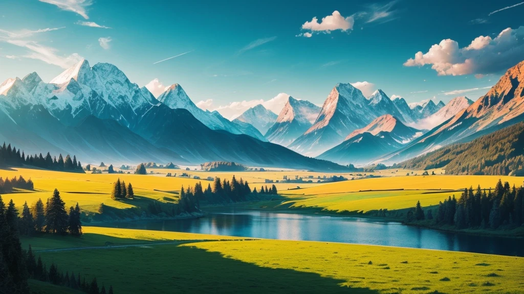 Refreshing landscape images hope Bright atmosphere vast grassland images 4Each image is a different landscape. There are mountains in the distance nature