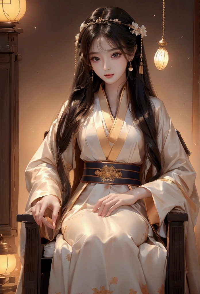 Best image quality、8k、masterpiece:1.3))、Realistic high-quality photos、Highest quality、 Beautiful face、Photos of slim models、Beautiful girl model、Young and pretty face、Beautiful model girl、A lovely and delicate face、Black Hair、Beautiful brown eyes、Young Body、Hanfu, (emphasize)、from the front、Camera gaze,、Anatomically correct、胸の谷間をemphasize、whole body、13-year-old female model、smile