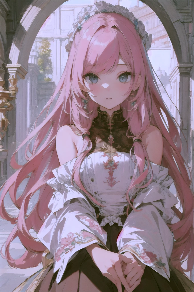 Highest quality, Ultra-high resolution, Beautiful face in every detail, masterpiece, beauty, Precision, Detailed illustrations,Pink Hair,rest one's chin on one's hand,Baby Face,arrogant,Taunt,profile,Nihilistic smile,strong,Rape Eyeodern clothing