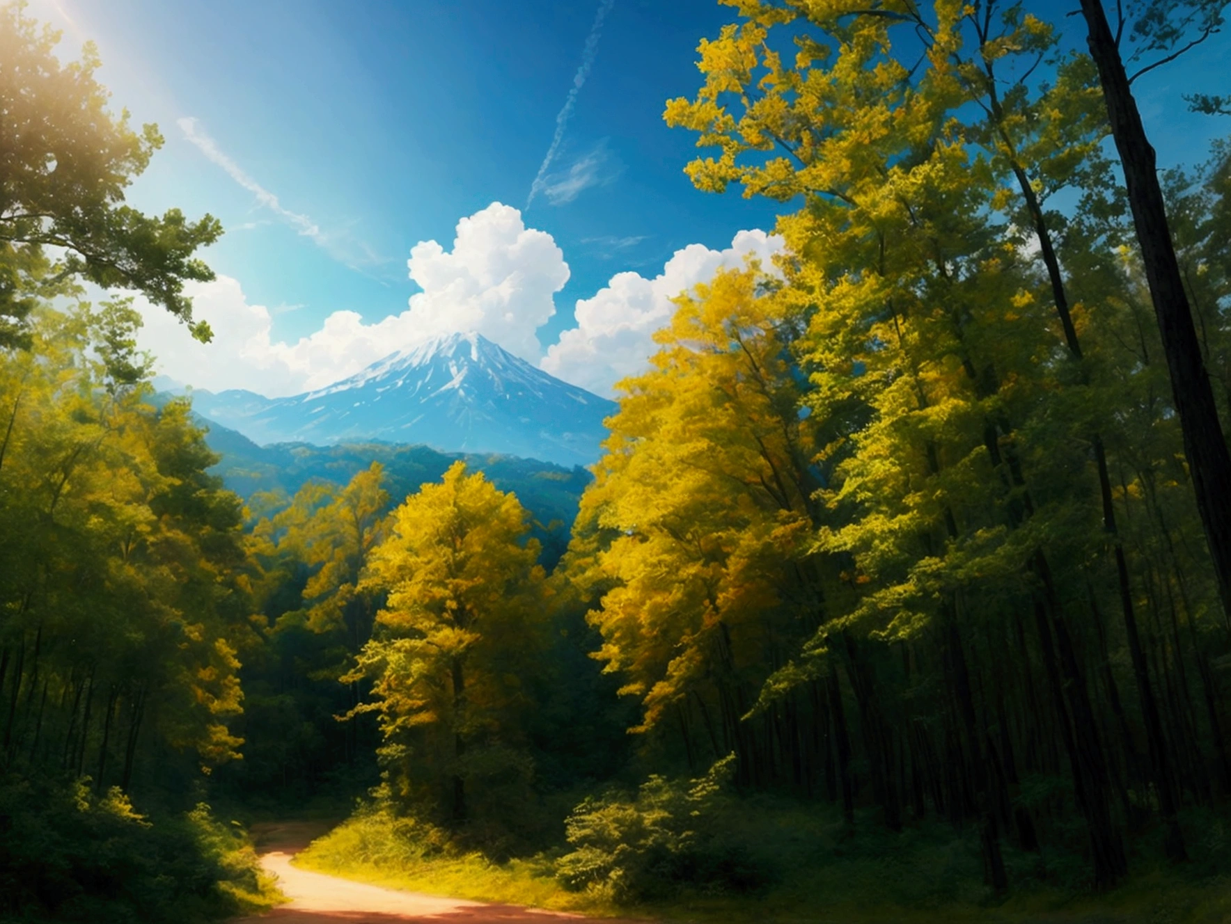 爽やかさのあるLandscape images Bright atmosphere Vast sky image Landscape images You can see the forest nature