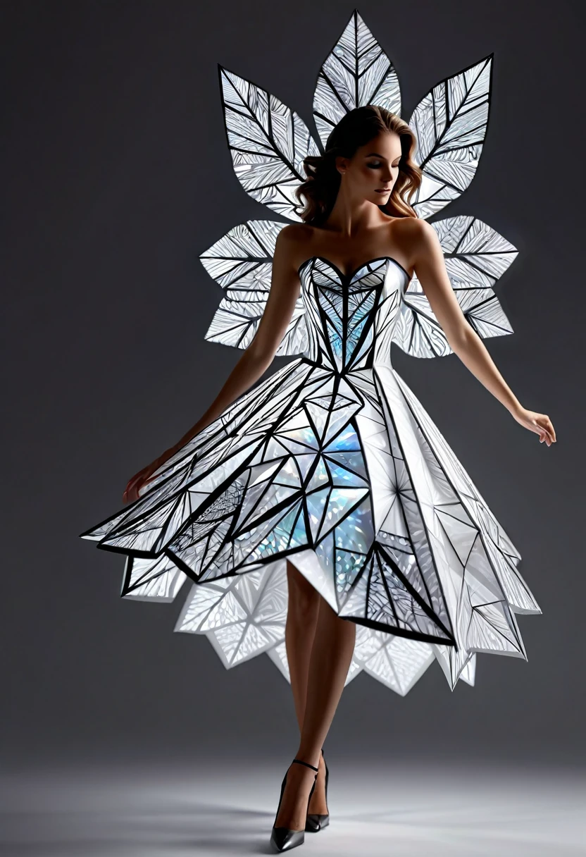 Sur une grande feuille de papier posée sur un bureau, Dessiner une figurine 4D de style encre uhd époustouflante et à couper le souffle, (mélange de l’art origami et de l’art de la découpe du papier), portant une sublime robe fendue en papier 3D découpée très détaillé en dentelle fractal, effet holographique qui semble sortir de la feuille de dessin, dessin extrêmement détaillé, hyperréaliste, Des détails sublimes. Un travail vraiment remarquable, travail joyeux et sensuel, (sublime poitrine effet push-up qui semble sortir de la feuille de dessin, effet 3d époustouflant), ((proportions parfaites, masterpiece, hyperRéaliste, masterpiece, superior quality, high resolution, Extremely detailed, highly detailed 8K wallpaper, détails fractales))