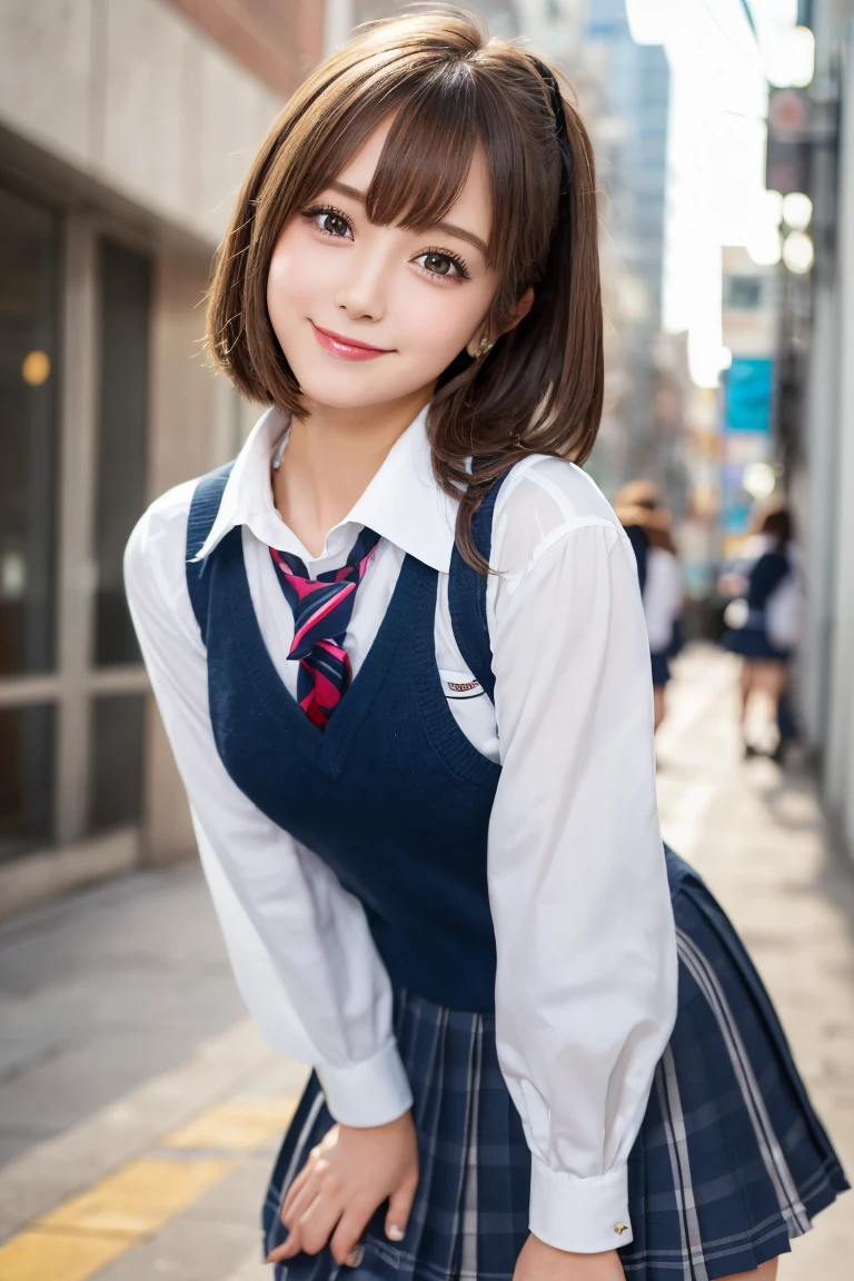 nude,フルnude,Browsing Caution, ((masterpiece)), ((Highest quality)), (Very detailed), ((cute)), cute, (Multi-point), ((sexy)), (device), ((Very detailed)), 4K, (8k), Highest quality, (beautiful), hyper cute face, shape, Anime Style,hyper Genuineistic, Genuine, Dynamic Angle, ((whole body)), close, Thick outline, Clear contours, at school, (Three Girls, 3 cute girls:1.5), (Schoolgirl uniform :1.5), beautiful light brown hair, beautiful brown eyes, ((beautiful eyes)), (Leaning forward:1.5), short hair, Big Breasts, smile