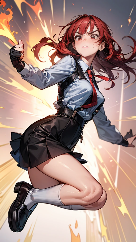 masterpiece、highest quality、Ultra-high resolution、Maximum resolution、Very detailed、Professional Lighting、anime、woman、thin、so beautiful、Sexy Suit、Mini tight skirt、Garter Stockings、High heels,Has an assault rifle、Grey Eyes、Brown Hair、long hair、Fingerless Gloves、Beautiful eyes、Pink Lips、Gloss Lip、Equipped with shooting glasses、Alone on the battlefield、Aggressive pose、