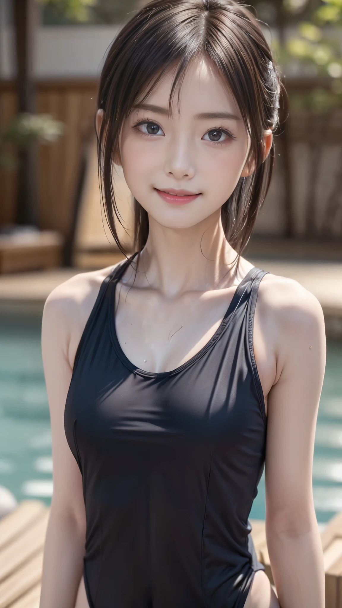 ((One beautiful girl:1.2)), very cute, Great face and eyes, (Beautiful lovely smile), (Very detailed美しい顔, :1.2), Bright and shiny lips, Sexy look, Keep staring at me, (Soak in a hot spring in a cute swimsuit:1.3), Smooth Skin, so beautiful, Charm, (Highest quality:1.4), (super high quality), (Very detailed), (Ultra-realistic, Photorealistic:1.37), Real skin texture, Intricate details, Very detailed CG 統合 8k 壁紙, RAW Photos, Professional photography, Cinema Lighting,