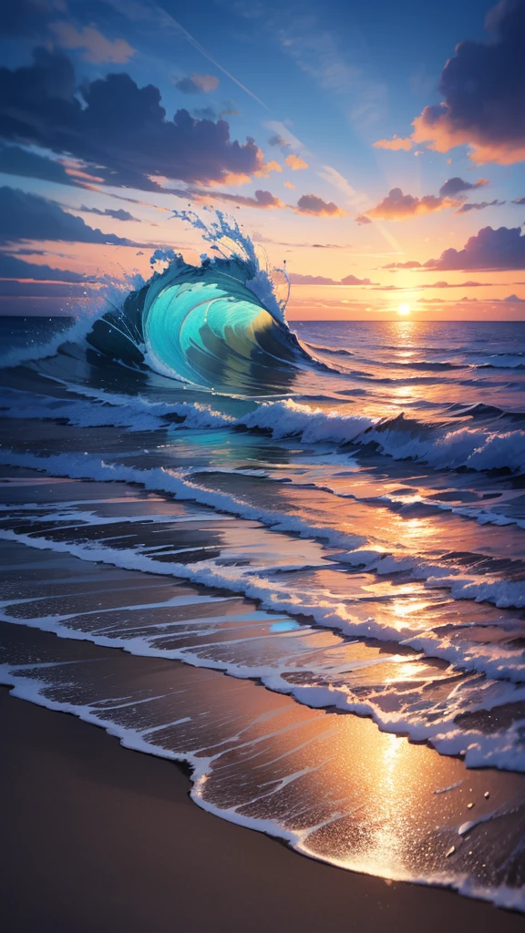 Background, clean, wallpaper, emotional, 4K, lapping, evening, light reflected in waves,