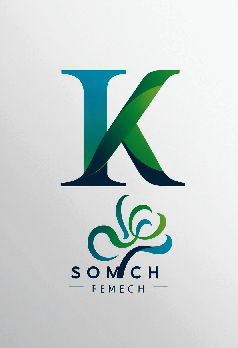 "This sign shall apply、Two letters K,Incorporating cell elements to create a modern corporate logo for a biotech company。The logo should combine a symbol mark and text。Use similar colors to the old logo:Colors are blue and green。The design should be fresh,Not affected by the exact layout of the old logo。Make sure the text is legible,And keep balance with the logo。The entire logo should be applied to printed materials、Website and Signage。The goal is to clean、Modern and minimalist style