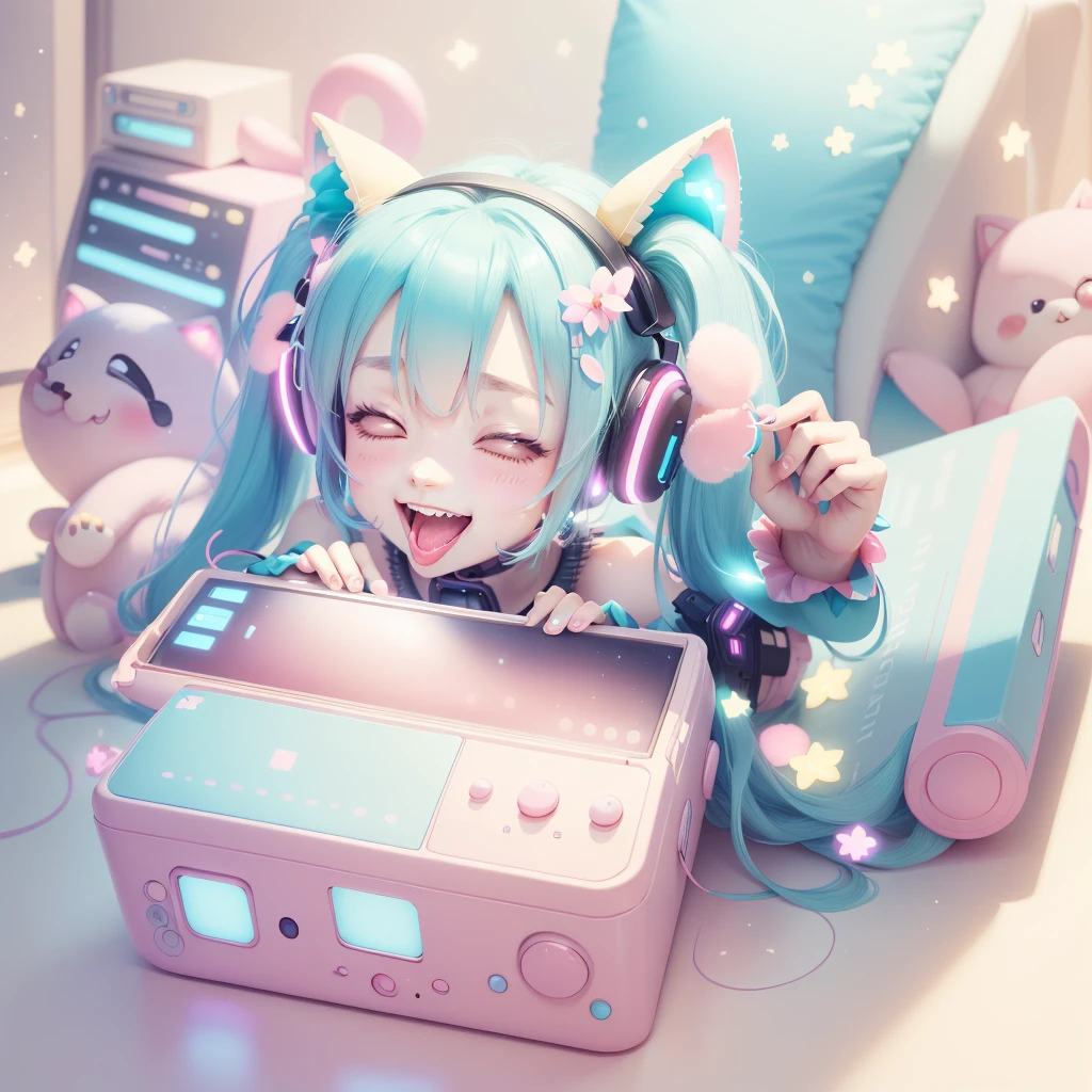 cutetech,pastel colour, cute, cute色 ,sf,
hatsune miku, Mouth closed, smile,