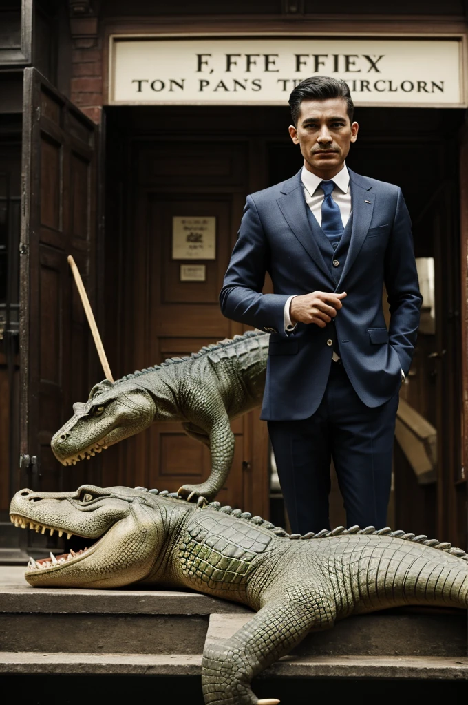A man with a face suitable for the name Yat Fedfe, the crocodile whips its tail.