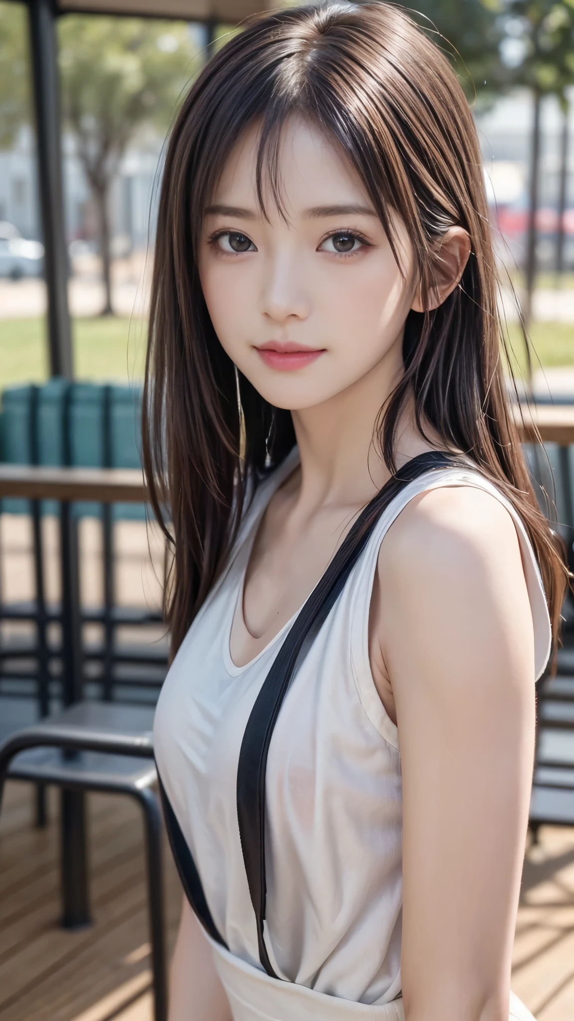((One beautiful girl:1.2)), very cute, Great face and eyes, (Beautiful lovely smile), (Very detailed美しい顔, :1.2), Bright and shiny lips, Sexy look, Keep staring at me, (Standing in the park in gym clothes and bloomers:1.3), Smooth Skin, so beautiful, Charm, (Highest quality:1.4), (super high quality), (Very detailed), (Ultra-realistic, Photorealistic:1.37), Real skin texture, Intricate details, Very detailed CG 統合 8k 壁紙, RAW Photos, Professional photography, Cinema Lighting,