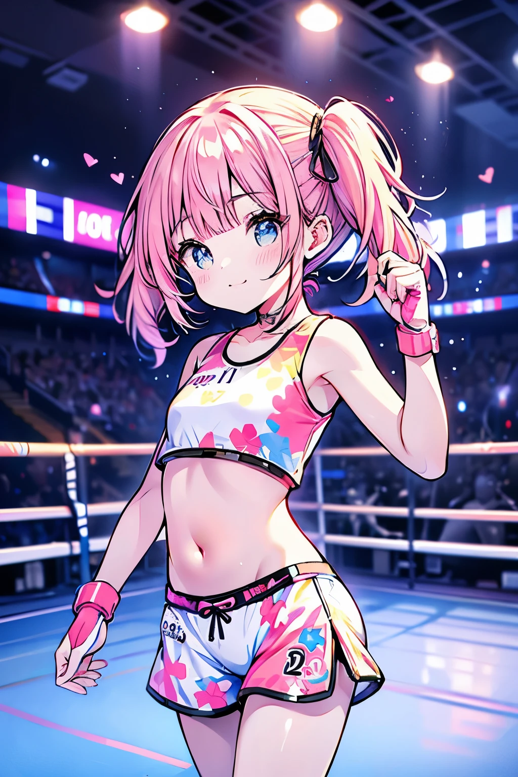 boxing、Teenage Girls、Young、(child:1.1)、belly button、cute、cool、Shorts