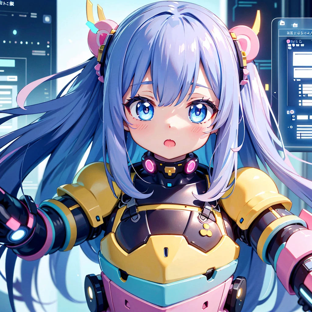 (Kawaii Character:1.4), Cyber Princess, She is immersed in cyber networks, (Special effects), masterpiece, Highest quality, Clear images, Clear images, Clear images, Unrealistic image, Highly detailed background,kawaii tech,