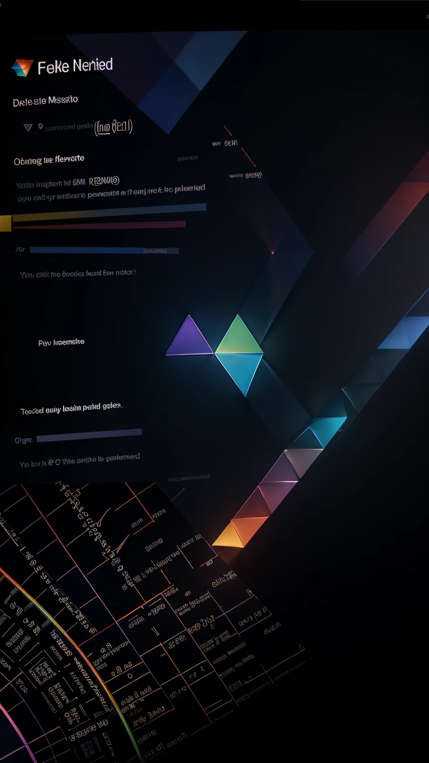 Multi-layered images overlap, Dark Background, OLED Background, Drawn mathematical formulas and colorful rainbow geometric blocks, Non-uniform random layout