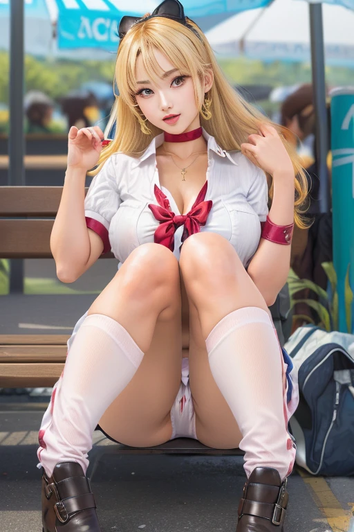 Anime girl sitting on a bench licking a vibrator with her tongue, Realistic school girl, a hyperRealistic school girl, Hyper unrealistic  high school girl, Busty High School Girl, Ahegao，I'm sweating a lot.，Enchanting anime girl, beautiful anime high school girl, Anime Barbie in White Stockings, Beautiful anime girl crouching, Naughty anime style, cute , Anime girl crouching, 